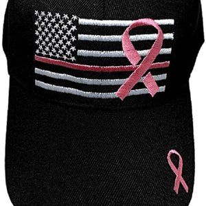 2 Breast Cancer Awareness Pink Lives Matter Ribbon Embroidered Adjustable Hat